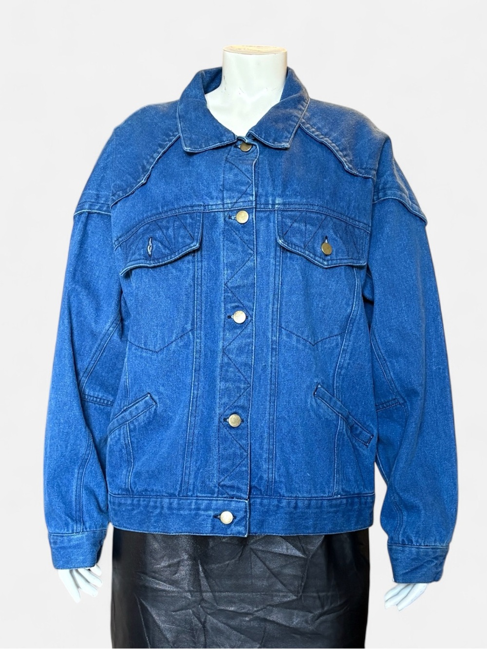 Vintage Western Sears Denim Jean Jacket Size 12 - 14 Raglan Sleeves 70s Rock